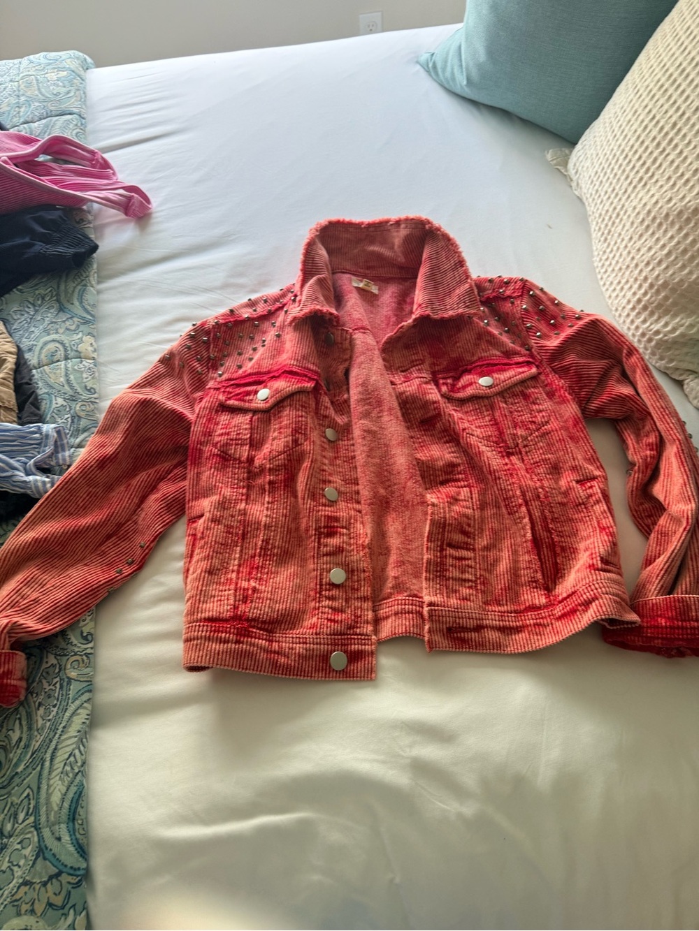 POL Pink Corduroy Studded Trucker Jacket - Picture 2 of 3